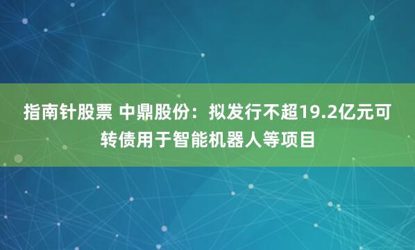 指南针股票 中鼎股份：拟发行不超19.2亿元可转债用于智能机器人等项目