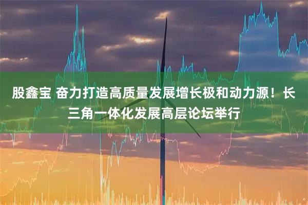 股鑫宝 奋力打造高质量发展增长极和动力源！长三角一体化发展高层论坛举行